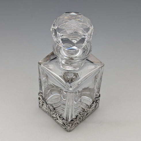 復古純銀天鵝裝飾切割玻璃香水瓶香水瓶